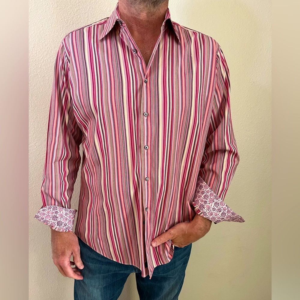 Genaden, 1 one like no other pink striped men’s long long sleeve shirt
